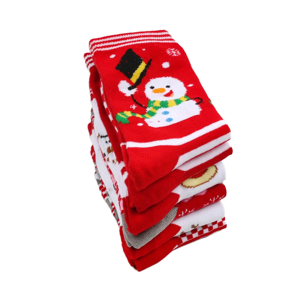 Christmas Mid-Calf Socks for Men Women Santa Claus Autumn Winter Gingerbread Man Cotton Elastic Gift Party Calf-Length Socks