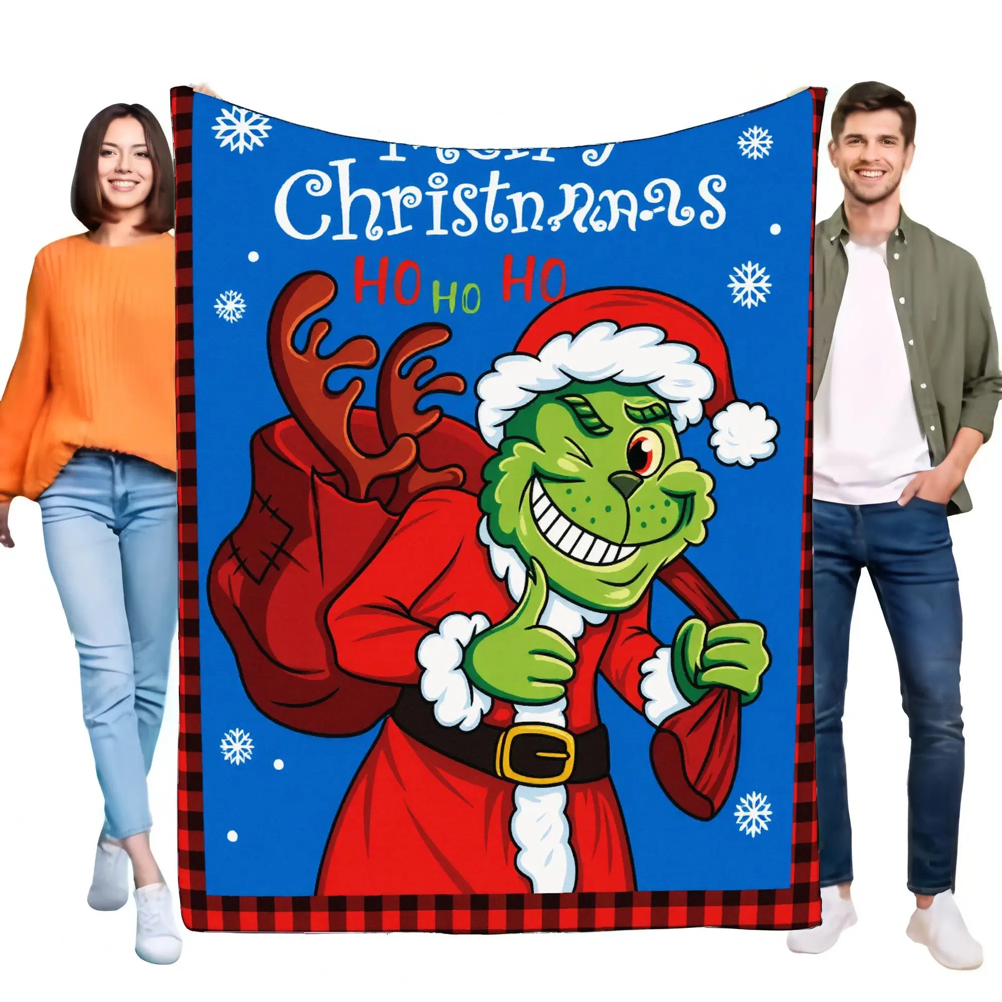 Grinch Christmas Blanket Cozy Soft Throw for Sofa Bed Holiday Decor Funny Gift for Kids and Adults, Perfect for Winter Nights an