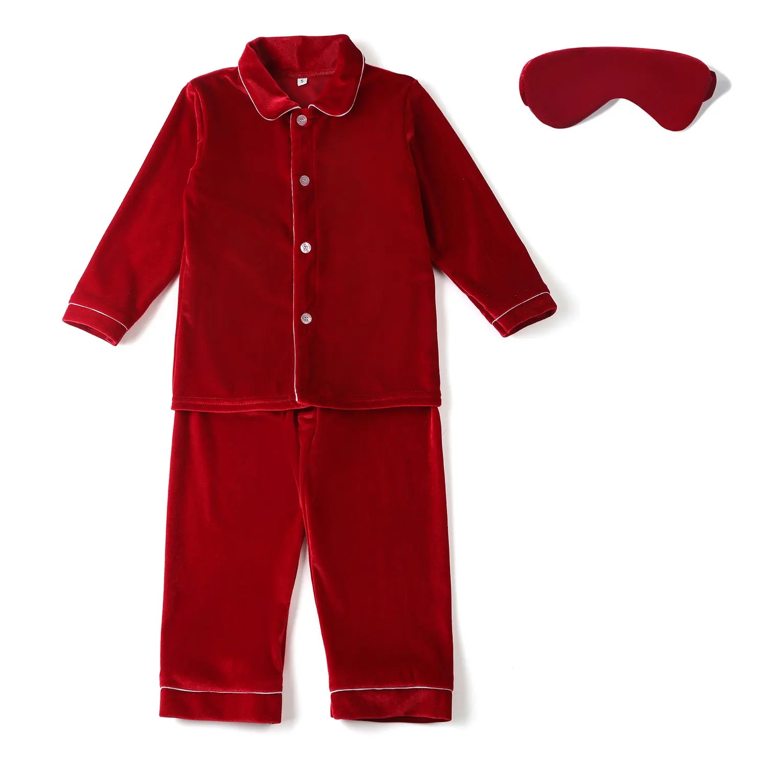 Boys girls baby eye masks bow family matching flannel pyjamas kids velvet Christmas pajamas sets