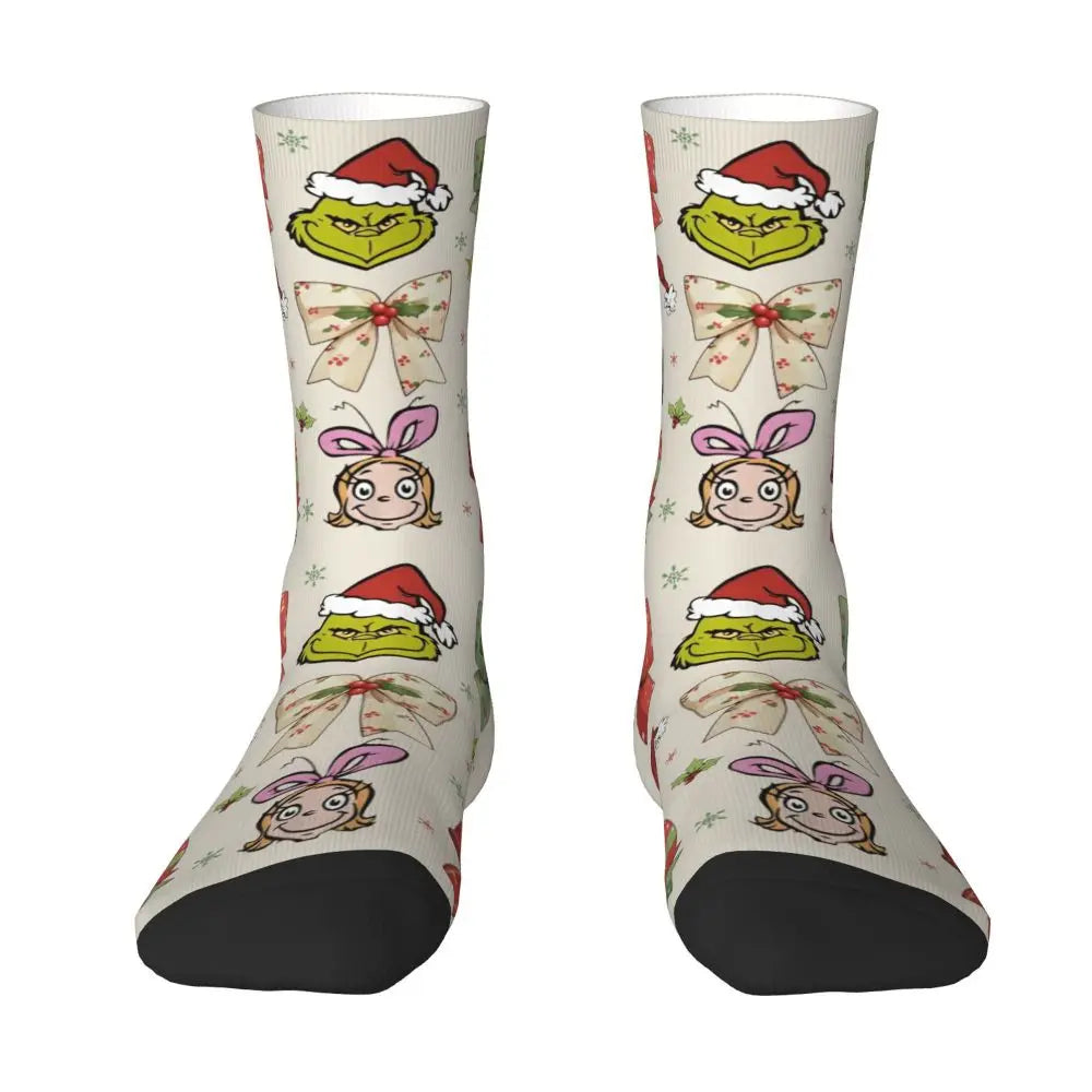 Cartoon Grinchh Xmas Socks Men's Women's Funny Happy Christmas Socks Hip Hop Spring Summer Autumn Winter Socks Gift