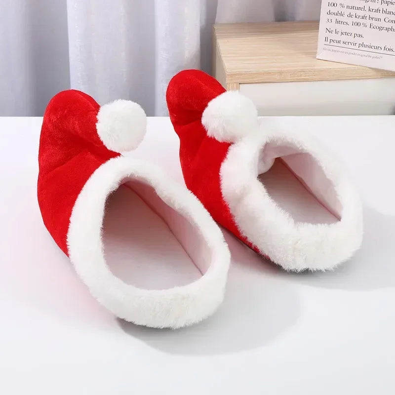Christmas Santa Claus Slippers Non-Slip Cozy Toe Cover Soft Cotton Adult Party Holiday Decor Festive Gift Fun Xmas Accessories
