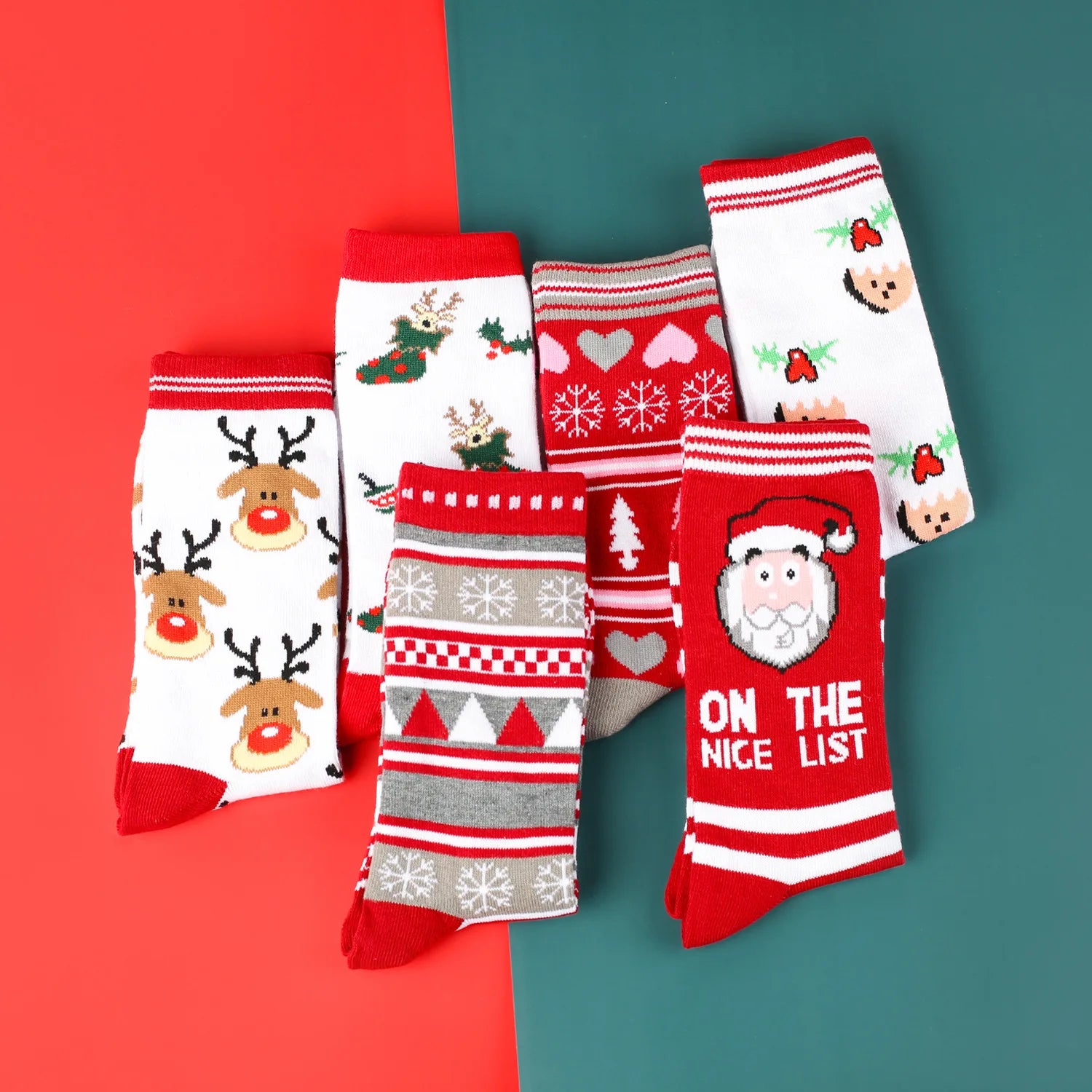 Christmas Mid-Calf Socks for Men Women Santa Claus Autumn Winter Gingerbread Man Cotton Elastic Gift Party Calf-Length Socks