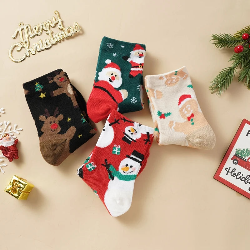 Christmas Socks Cotton Comfortable Fashoin Breathable Middle Tube Sock Casual Funny Warm Gift Hosiery