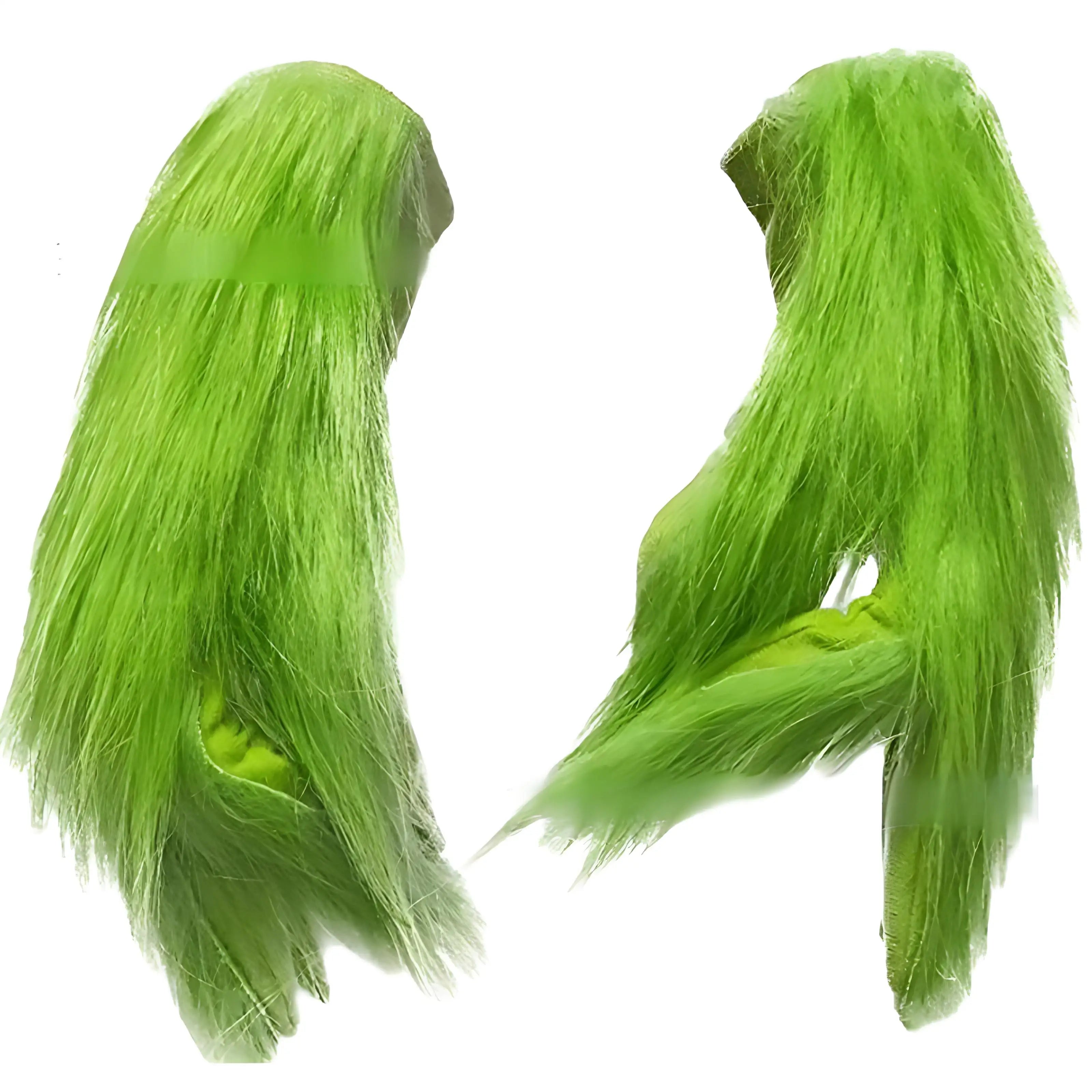 Latex Grinch Mask Christmas New Green Monster Mask Cartoon Costume Christmas Internet Celebrity Green Long Hair Grinch Mask Hat