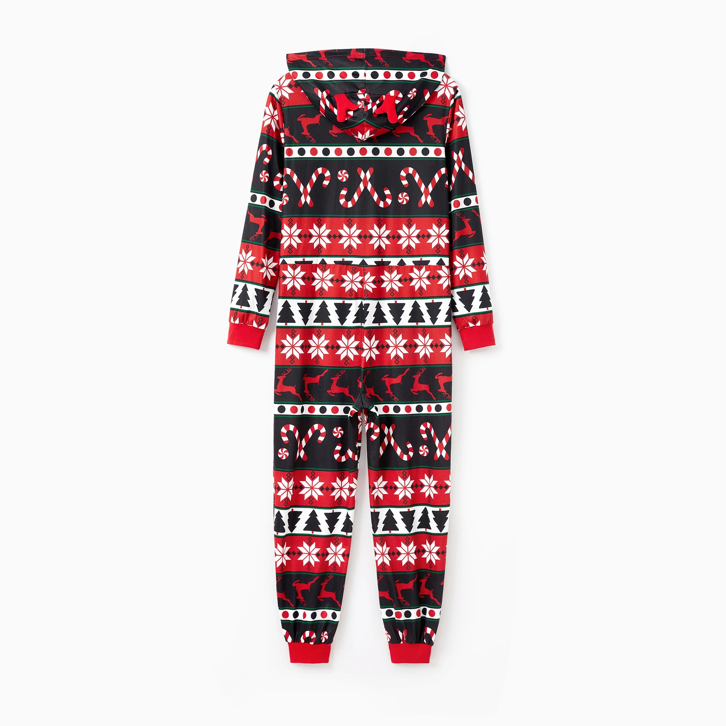 PatPat Christmas Pajamas 3D Reindeer Pattern Zipper Hooded Onesies Matching Family Outfits