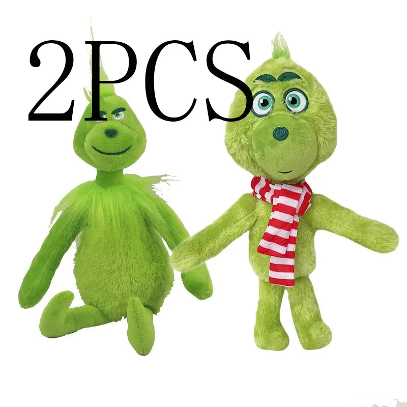 Grinch Christmas Plush Toy - Soft Stuffed Doll for Kids Kawaii Room Decor Gift for Boys Girls Holiday Party Favors