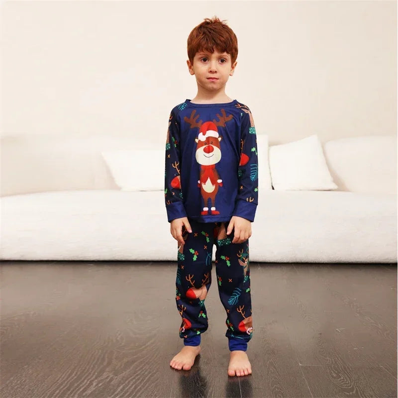 Family Matching Pajamas Set Winter Casual Loose Cartoon Printed Sleepwear Christmas Pajamas Family Look