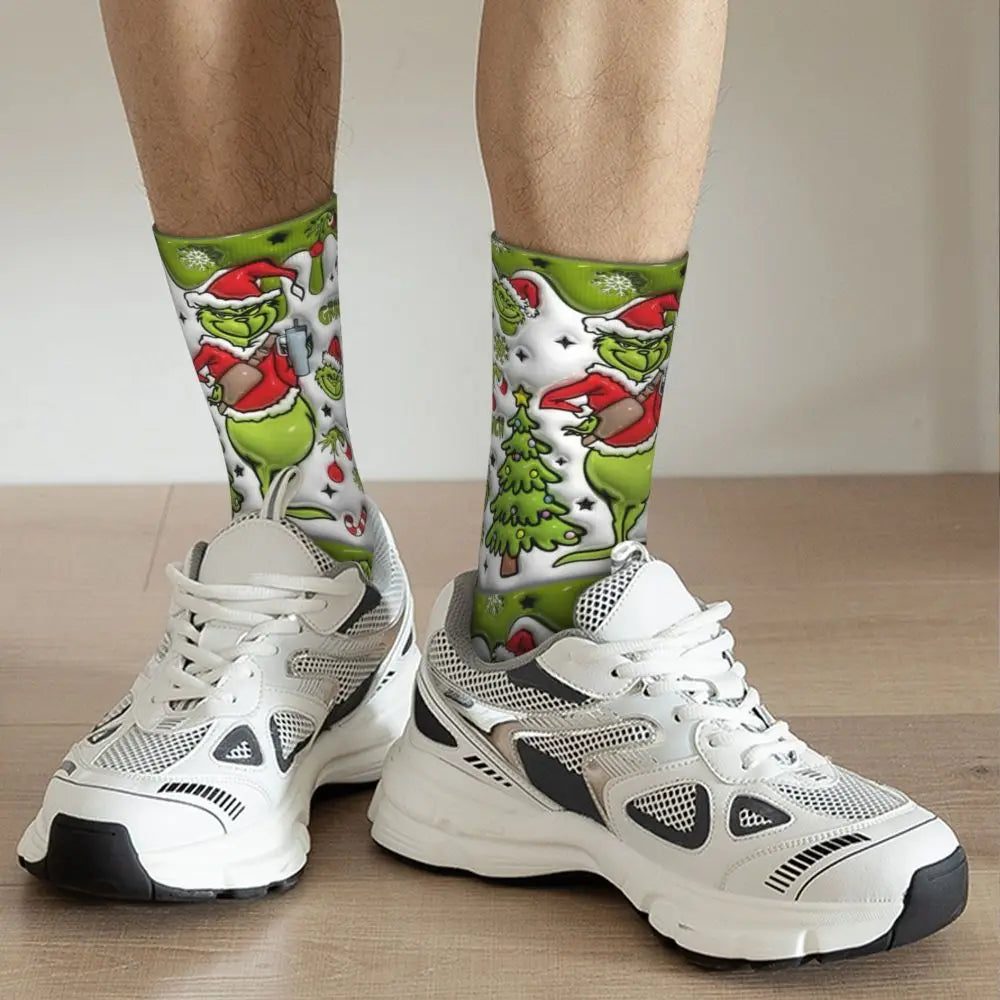 Cartoon Grinchh Xmas Socks Men's Women's Funny Happy Christmas Socks Hip Hop Spring Summer Autumn Winter Socks Gift