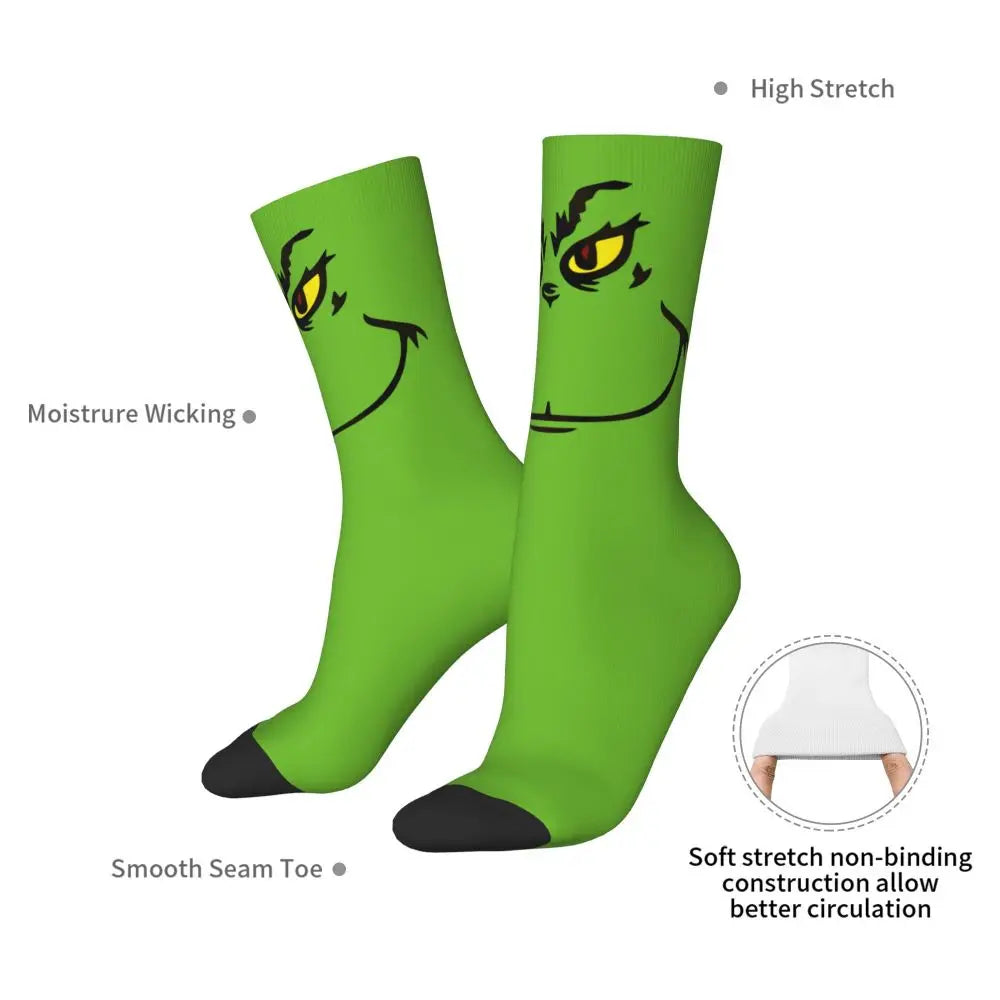 Cartoon Grinchh Xmas Socks Men's Women's Funny Happy Christmas Socks Hip Hop Spring Summer Autumn Winter Socks Gift