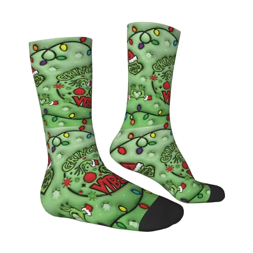 Cartoon Grinchh Xmas Socks Men's Women's Funny Happy Christmas Socks Hip Hop Spring Summer Autumn Winter Socks Gift