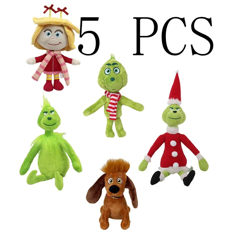 Grinch Christmas Plush Toy - Soft Stuffed Doll for Kids Kawaii Room Decor Gift for Boys Girls Holiday Party Favors