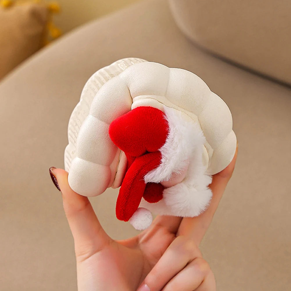 Christmas Santa Claus Slippers for Kids Warm Slip-on House Shoes Anti Slip Plush Santa Slippers Breathable Soft Cartoon Slippers