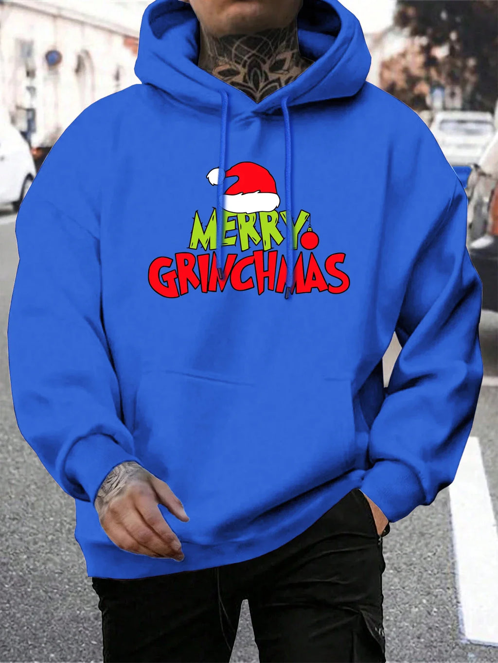Men's Grinch Pattern Hoodie, Autumn/Winter Warm and Comfortable Sweatshirt, Casual and Stylish Men's Clothing Pullover Sweatshir