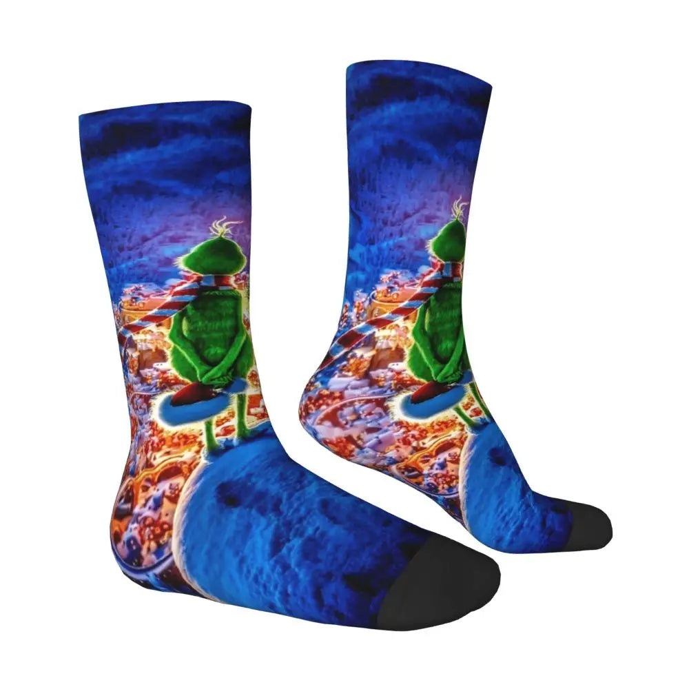 Cartoon Grinchh Xmas Socks Men's Women's Funny Happy Christmas Socks Hip Hop Spring Summer Autumn Winter Socks Gift
