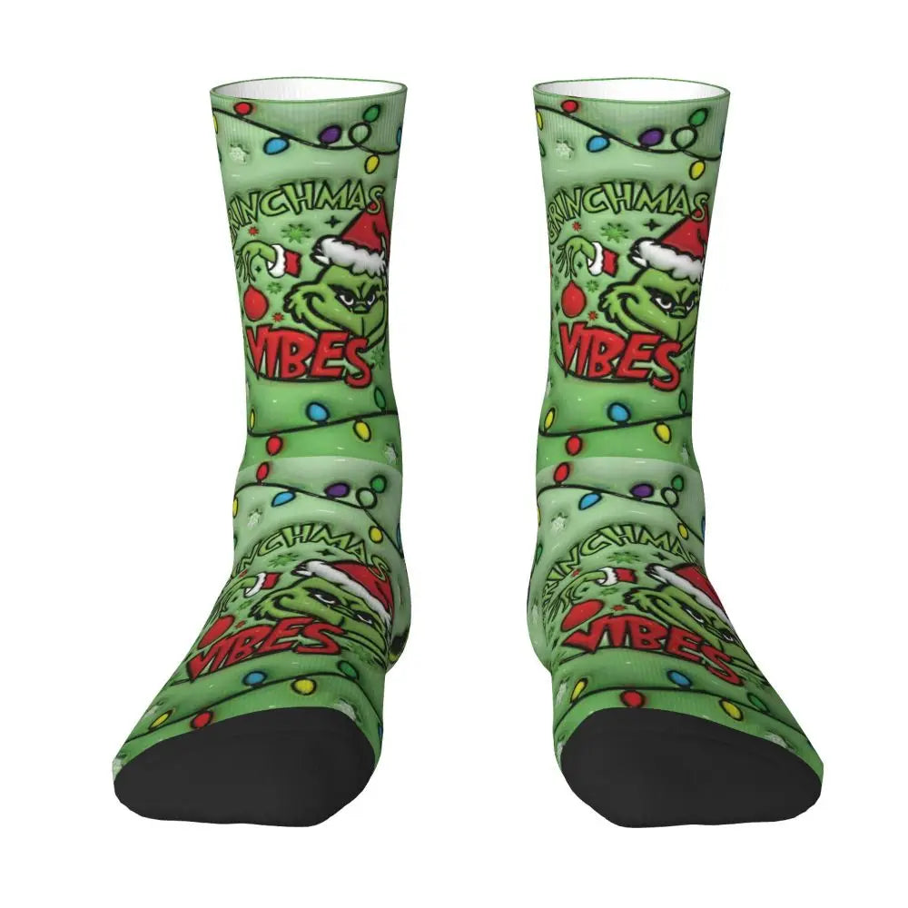 Cartoon Grinchh Xmas Socks Men's Women's Funny Happy Christmas Socks Hip Hop Spring Summer Autumn Winter Socks Gift