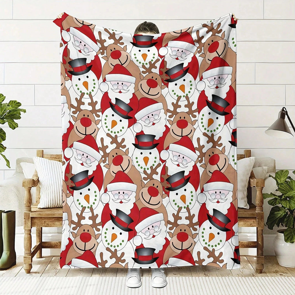 Christmas cartoon theme blanket super soft flannel printed blanket birthday gift family wedding Christmas commemorative blanket