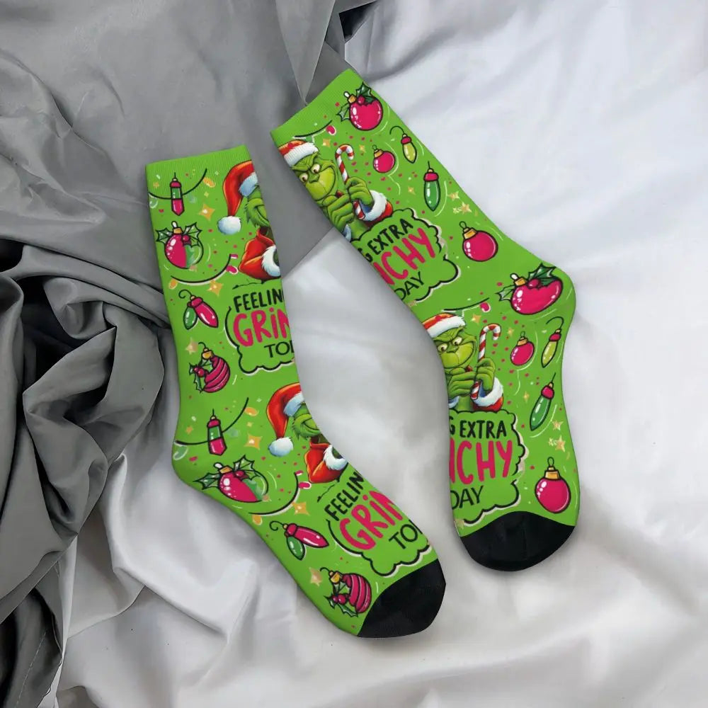Cartoon Grinchh Xmas Socks Men's Women's Funny Happy Christmas Socks Hip Hop Spring Summer Autumn Winter Socks Gift