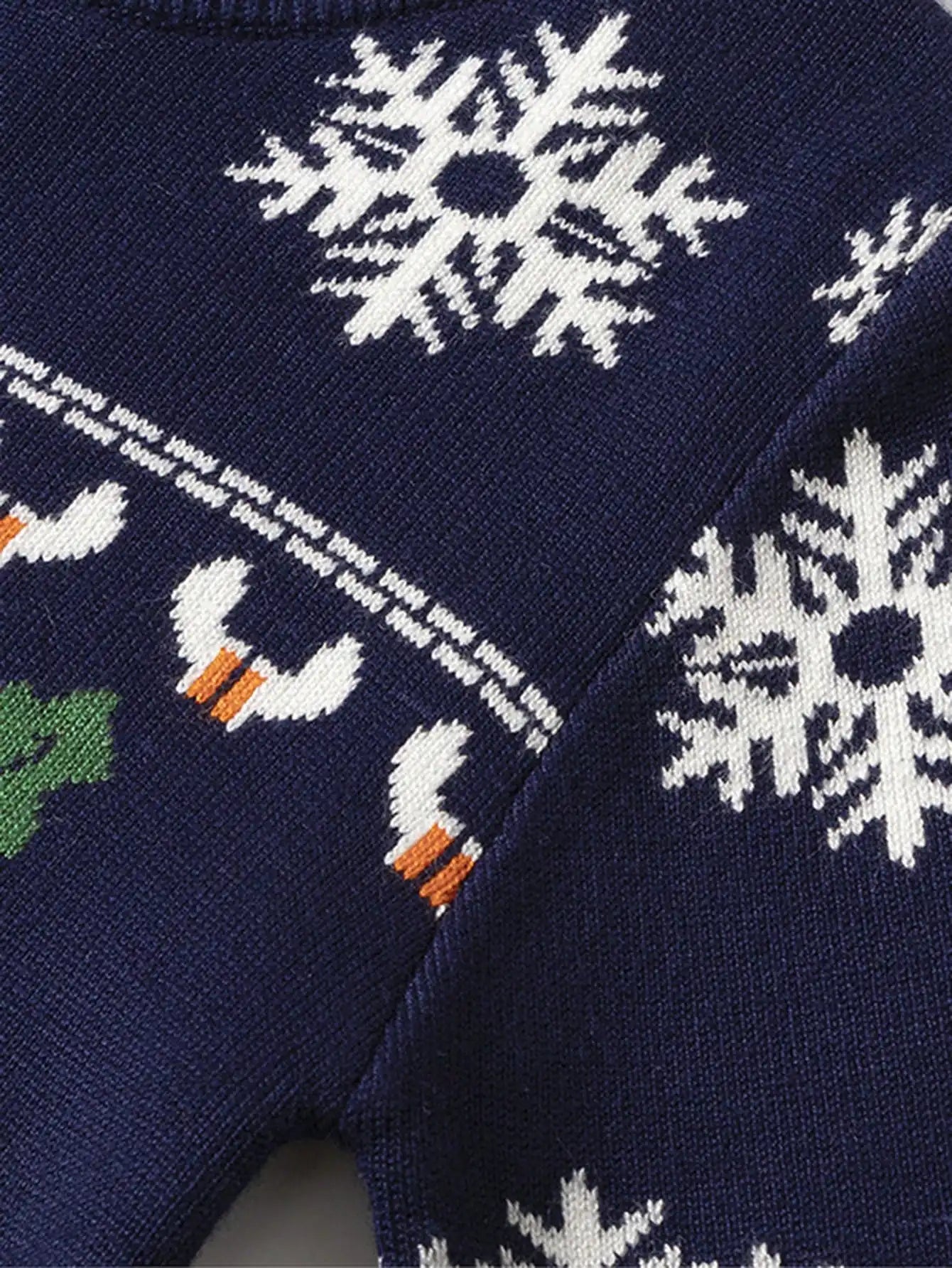 Christmas Boy sweater, long-sleeved round neck, cartoon reindeer pattern outdoor casual autumn and winter sweater