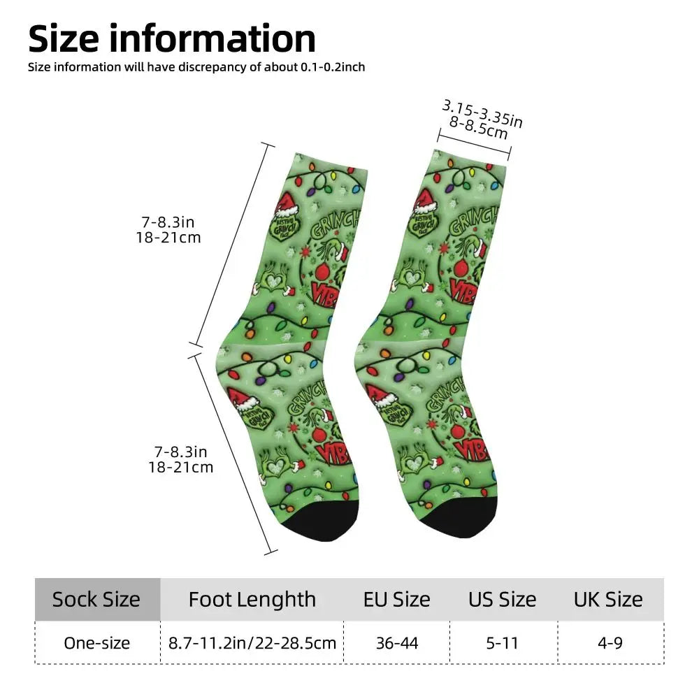 Cartoon Grinchh Xmas Socks Men's Women's Funny Happy Christmas Socks Hip Hop Spring Summer Autumn Winter Socks Gift