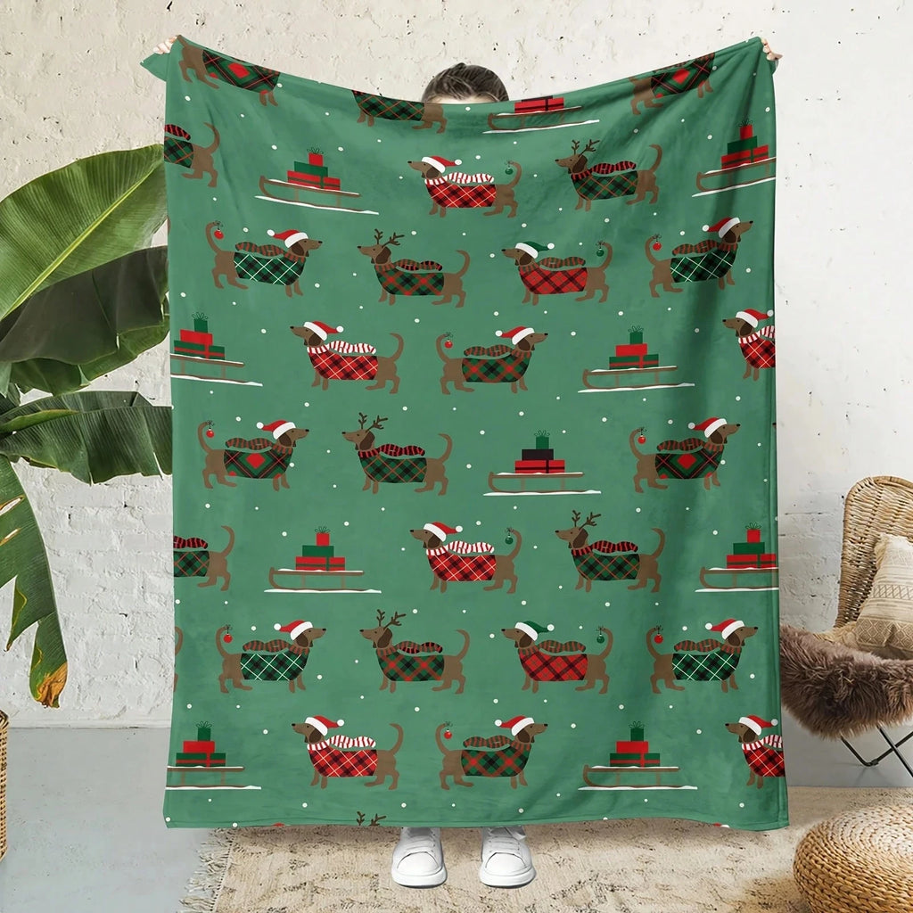 Christmas cartoon theme blanket super soft flannel printed blanket birthday gift family wedding Christmas commemorative blanket