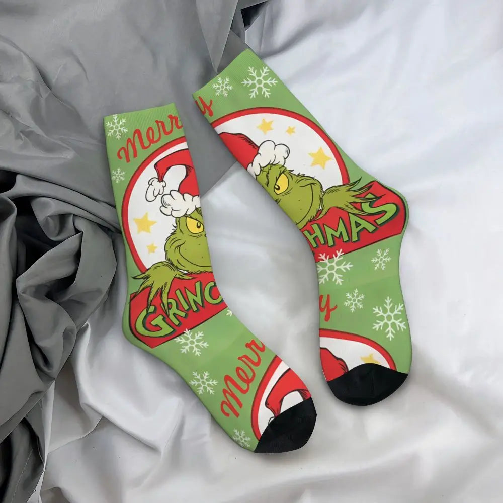 Cartoon Grinchh Xmas Socks Men's Women's Funny Happy Christmas Socks Hip Hop Spring Summer Autumn Winter Socks Gift