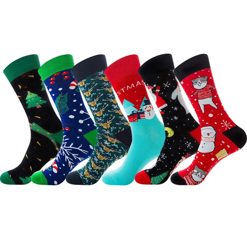 Christmas socks for men cotton winter warm sock unisex new year cartoon elk socks male Santa Claus sox dropshipping