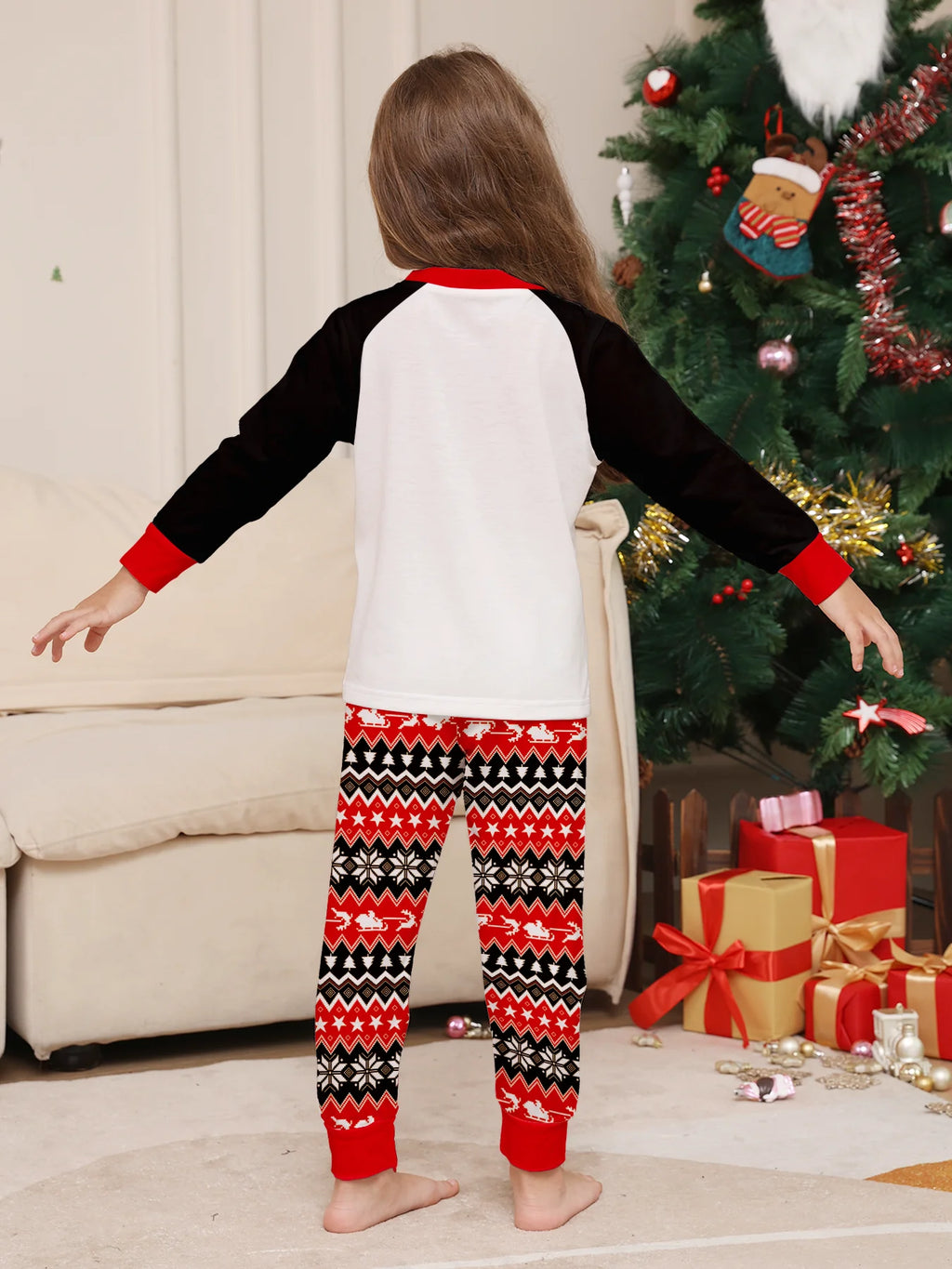 Family Matching Christmas Pajamas Sets - Adorable Santa & Reindeer Prints, Cozy Cotton Material
