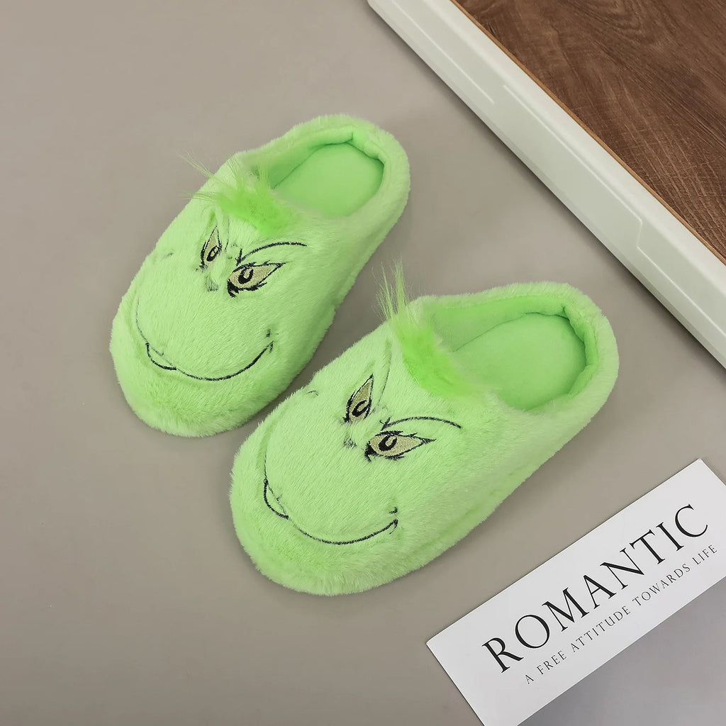 Christmas Warm Winter Cotton Slippers Couple Men Women Thick Bottom Soft Bottom Shoes Thick Non-slip Festival Decoration Gift