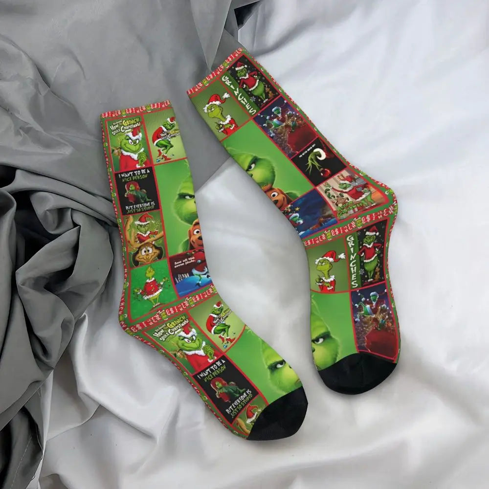 Cartoon Grinchh Xmas Socks Men's Women's Funny Happy Christmas Socks Hip Hop Spring Summer Autumn Winter Socks Gift