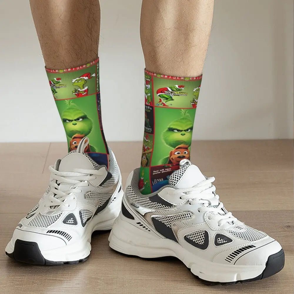 Cartoon Grinchh Xmas Socks Men's Women's Funny Happy Christmas Socks Hip Hop Spring Summer Autumn Winter Socks Gift