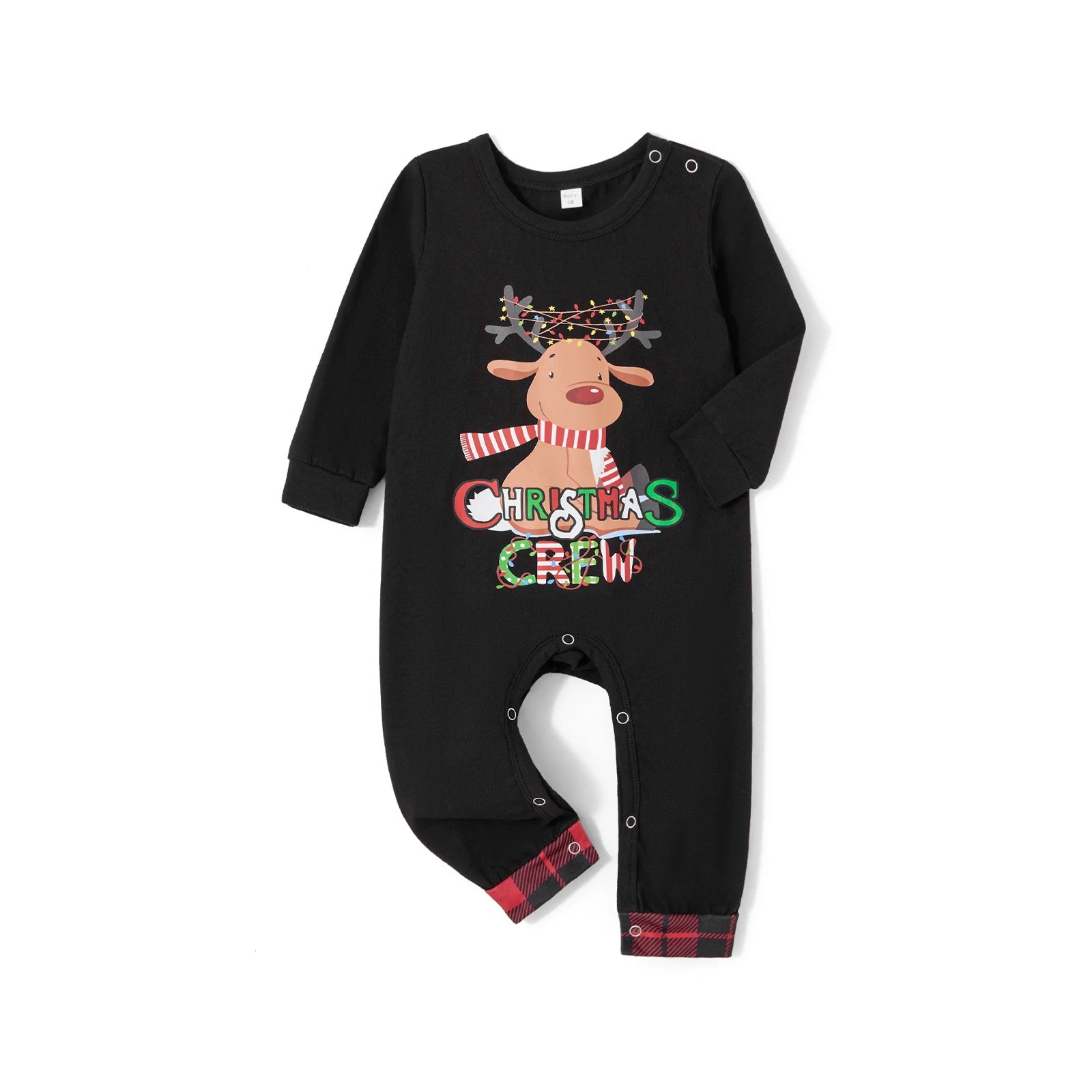 Christmas Pajamas for Family Matching Family Christmas Pajamas Cartoon Print Top + Plaid Pants Matching Sets Xmas Pjs Sleepwear