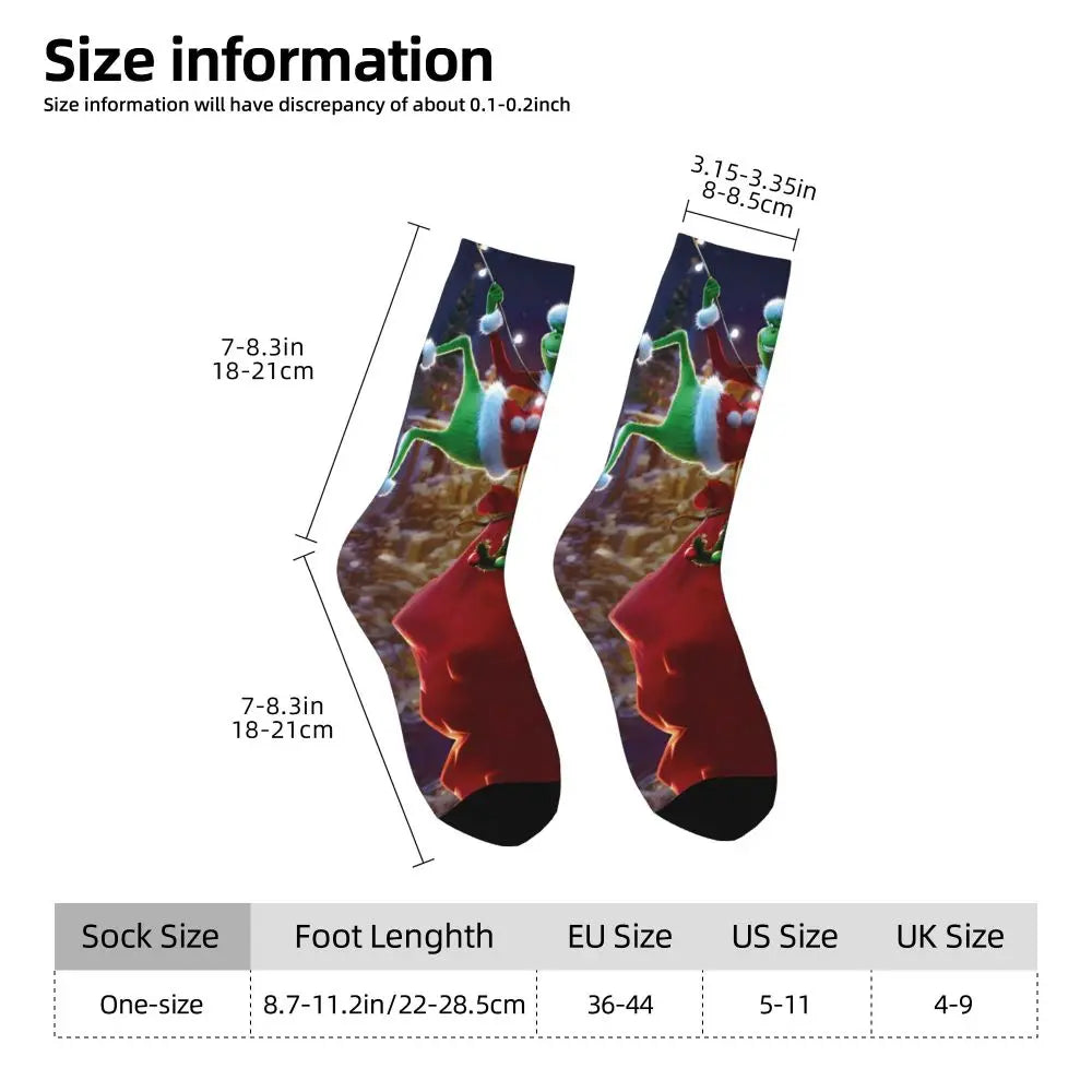 Cartoon Grinchh Xmas Socks Men's Women's Funny Happy Christmas Socks Hip Hop Spring Summer Autumn Winter Socks Gift