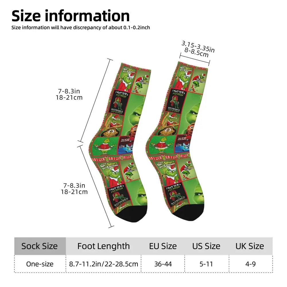 Cartoon Grinchh Xmas Socks Men's Women's Funny Happy Christmas Socks Hip Hop Spring Summer Autumn Winter Socks Gift