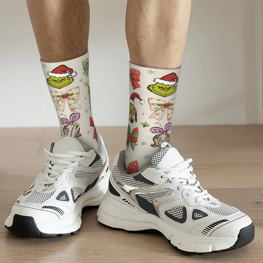 Cartoon Grinchh Xmas Socks Men's Women's Funny Happy Christmas Socks Hip Hop Spring Summer Autumn Winter Socks Gift