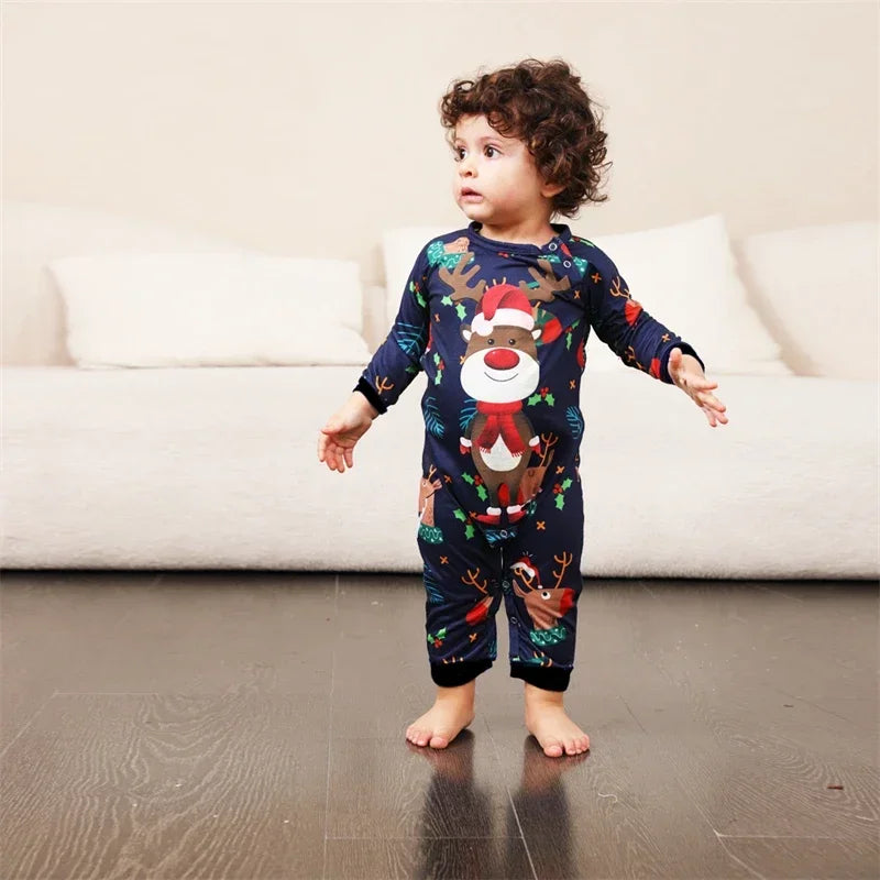 Family Matching Pajamas Set Winter Casual Loose Cartoon Printed Sleepwear Christmas Pajamas Family Look