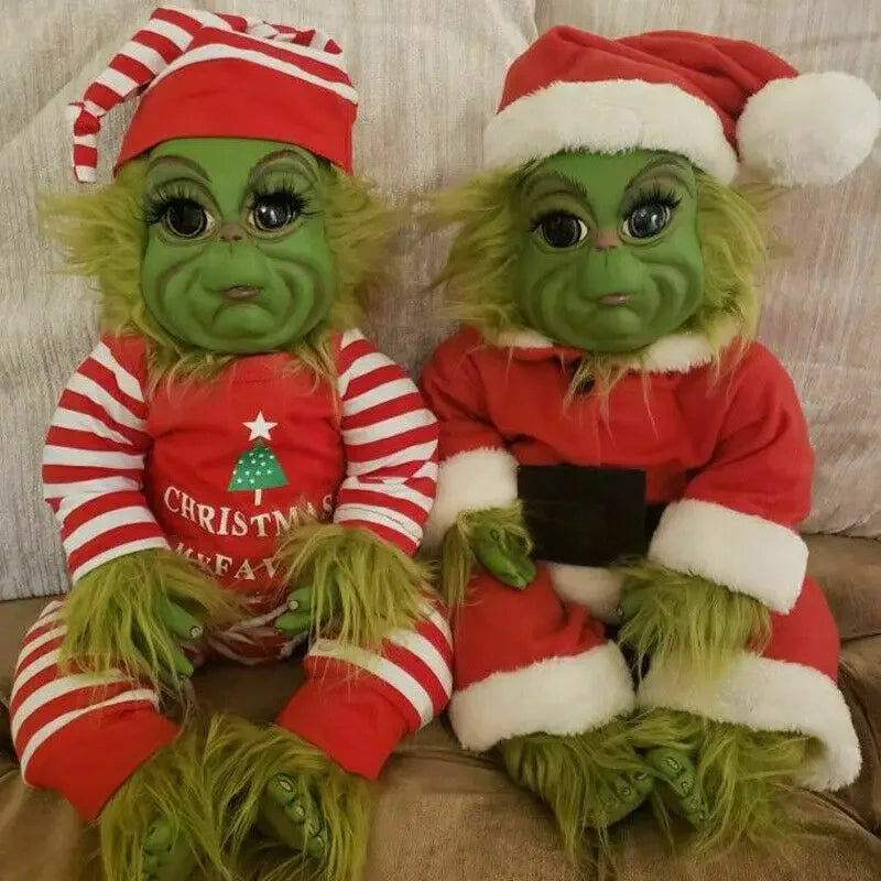 Christmas Grinch Dolls Cute Stuffed Plush Toy Room Decor Desktop Ornament Creative Adorable Holiday Decor Children Gift