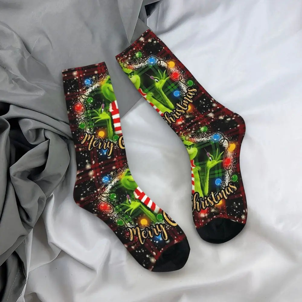 Cartoon Grinchh Xmas Socks Men's Women's Funny Happy Christmas Socks Hip Hop Spring Summer Autumn Winter Socks Gift