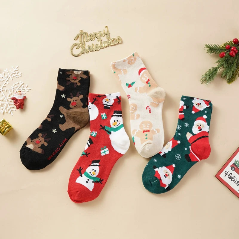 Christmas Socks Cotton Comfortable Fashoin Breathable Middle Tube Sock Casual Funny Warm Gift Hosiery