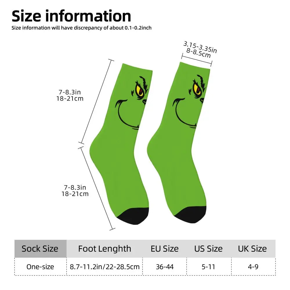 Cartoon Grinchh Xmas Socks Men's Women's Funny Happy Christmas Socks Hip Hop Spring Summer Autumn Winter Socks Gift