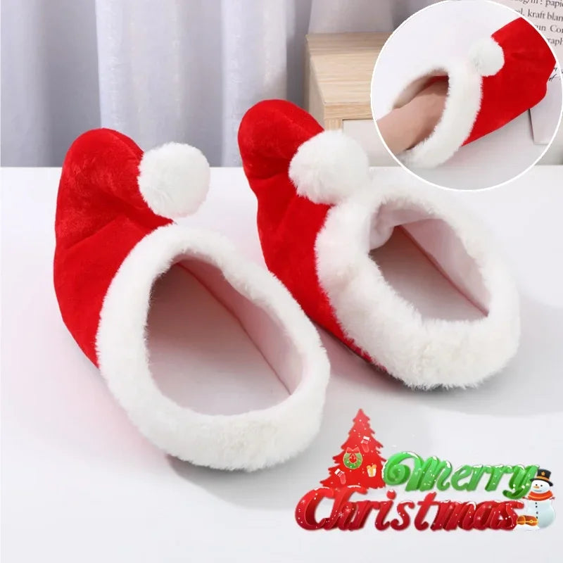 Christmas Santa Claus Slippers Non-Slip Cozy Toe Cover Soft Cotton Adult Party Holiday Decor Festive Gift Fun Xmas Accessories