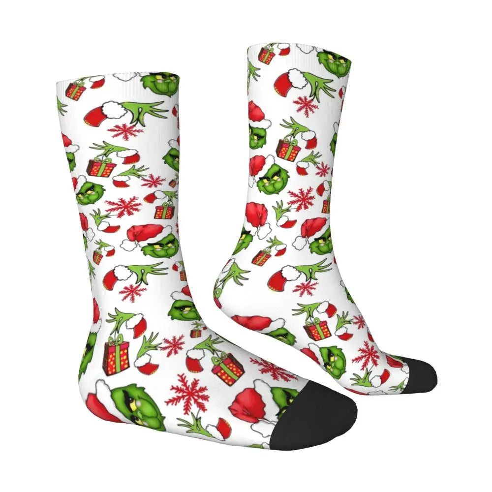 Cartoon Grinchh Xmas Socks Men's Women's Funny Happy Christmas Socks Hip Hop Spring Summer Autumn Winter Socks Gift