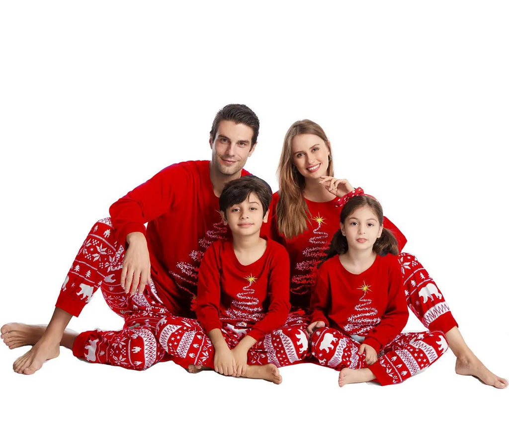 Family Matching Outfits Red Christmas Pajamas Sets Father Mother Daughter And Son Pajamas Family Children Clothing