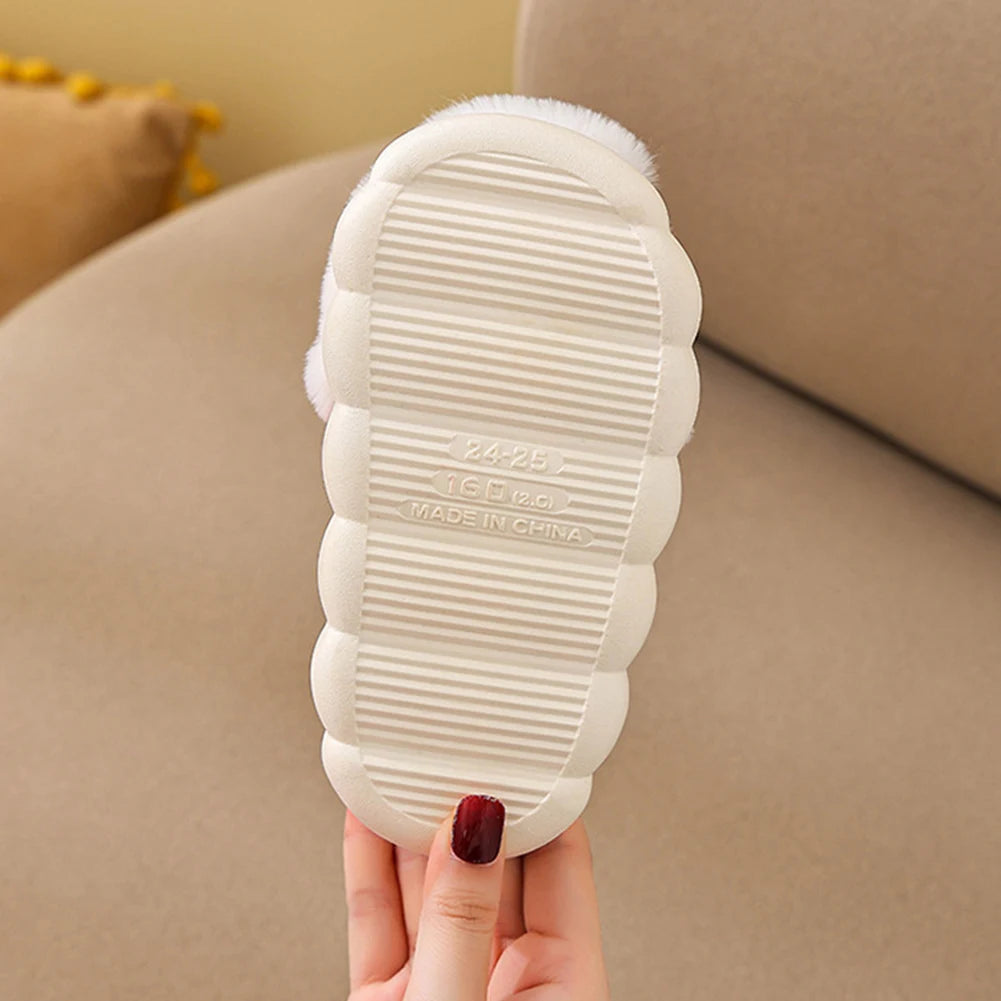 Christmas Santa Claus Slippers for Kids Warm Slip-on House Shoes Anti Slip Plush Santa Slippers Breathable Soft Cartoon Slippers