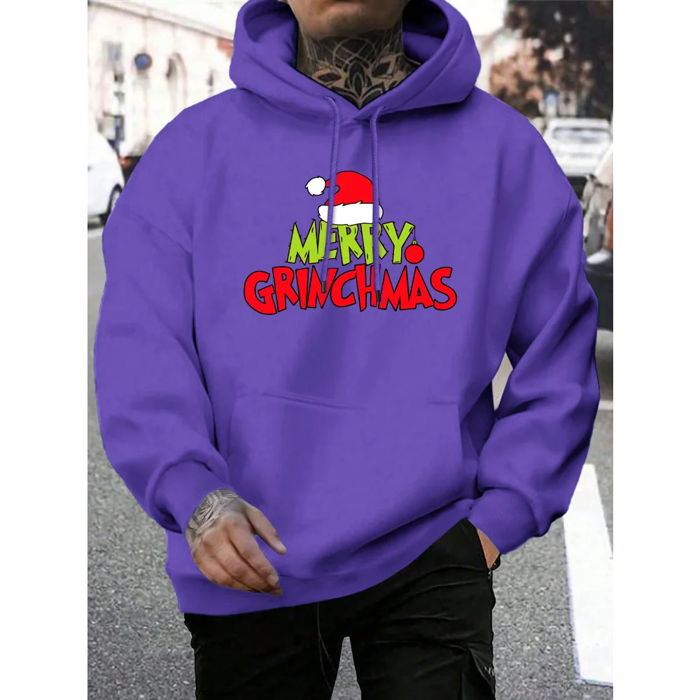 Men's Grinch Pattern Hoodie, Autumn/Winter Warm and Comfortable Sweatshirt, Casual and Stylish Men's Clothing Pullover Sweatshir