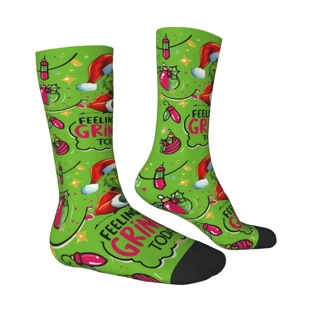 Cartoon Grinchh Xmas Socks Men's Women's Funny Happy Christmas Socks Hip Hop Spring Summer Autumn Winter Socks Gift