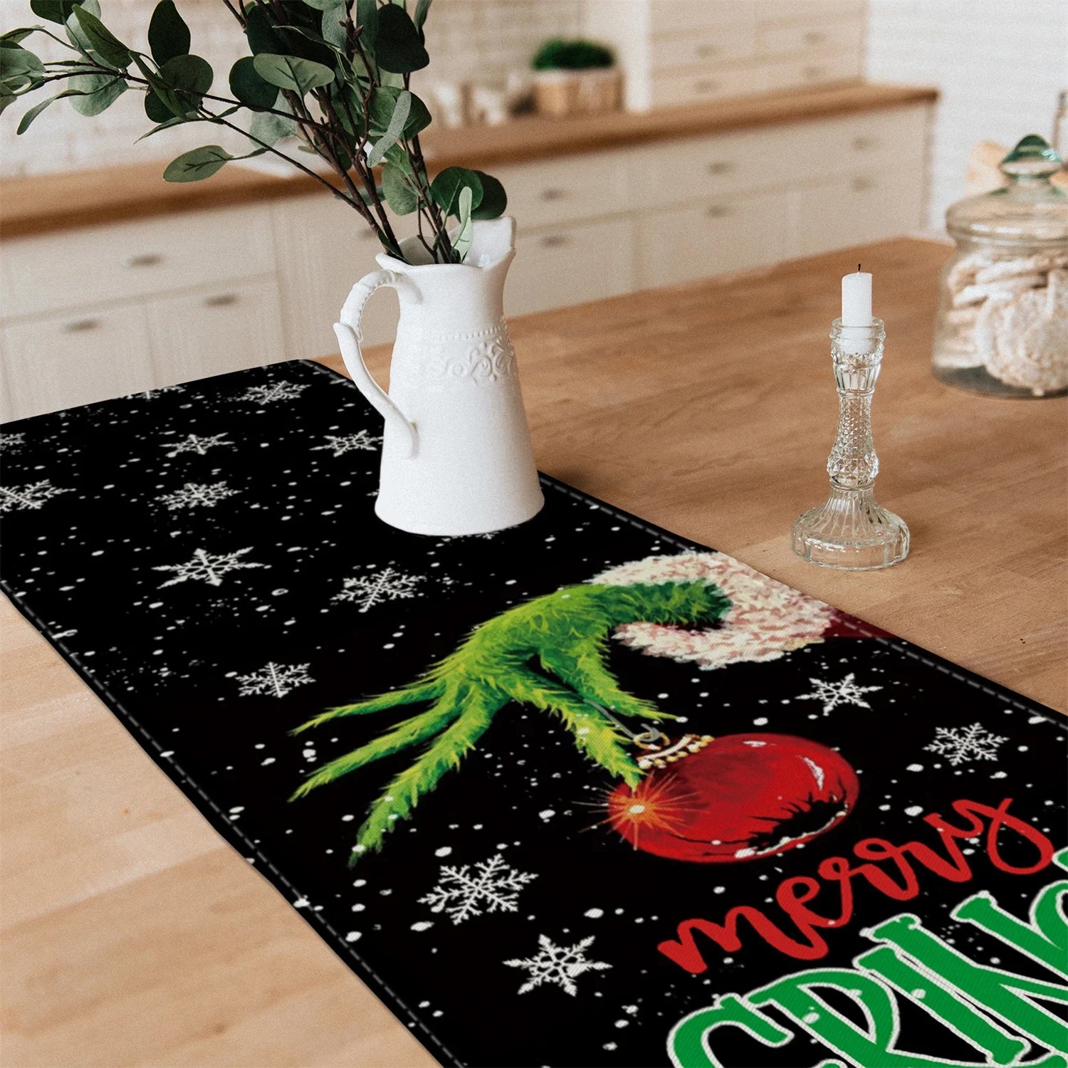 Grinch Table Runner, Christmas Table Runner, Grinchmas Tablecloth, New Year's, Winter, Christmas Decorations, Home Party