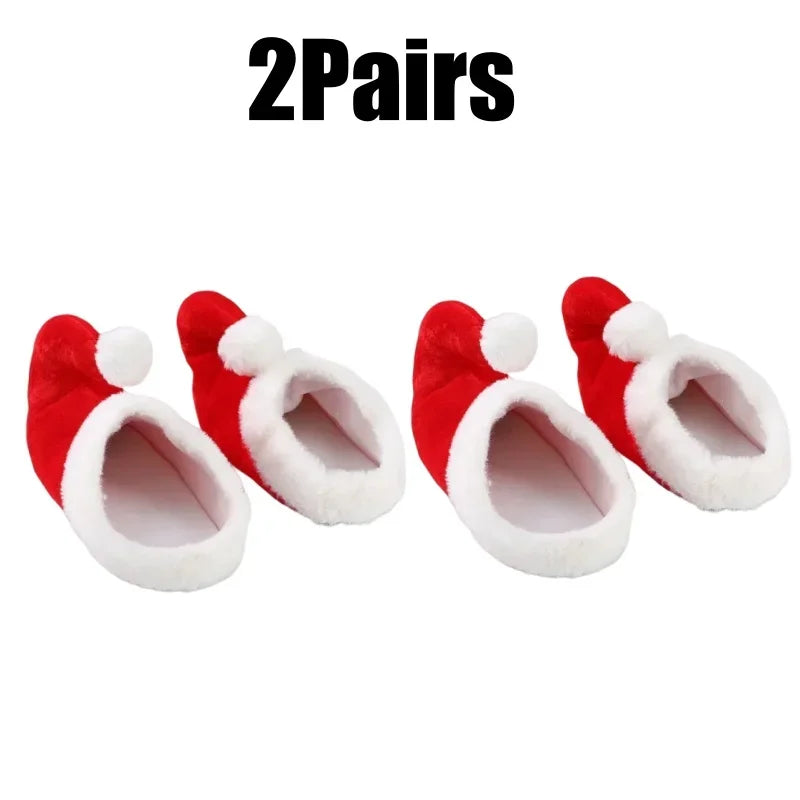 Christmas Santa Claus Slippers Non-Slip Cozy Toe Cover Soft Cotton Adult Party Holiday Decor Festive Gift Fun Xmas Accessories