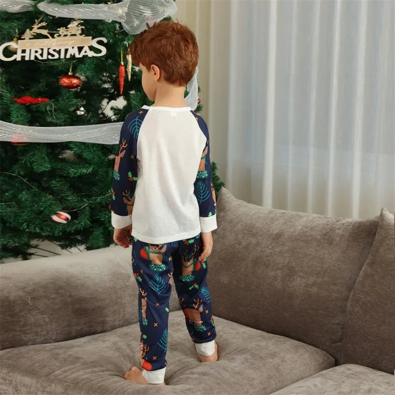 Family Matching Pajamas Set Winter Casual Loose Cartoon Printed Sleepwear Christmas Pajamas Family Look