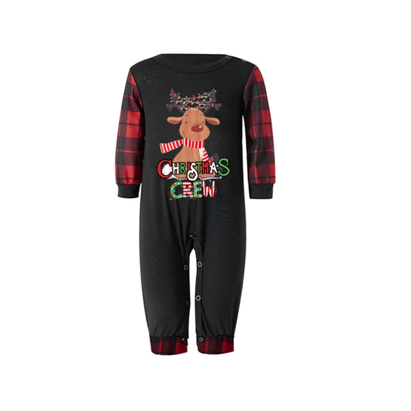 Christmas Pajamas for Family Matching Family Christmas Pajamas Cartoon Print Top + Plaid Pants Matching Sets Xmas Pjs Sleepwear