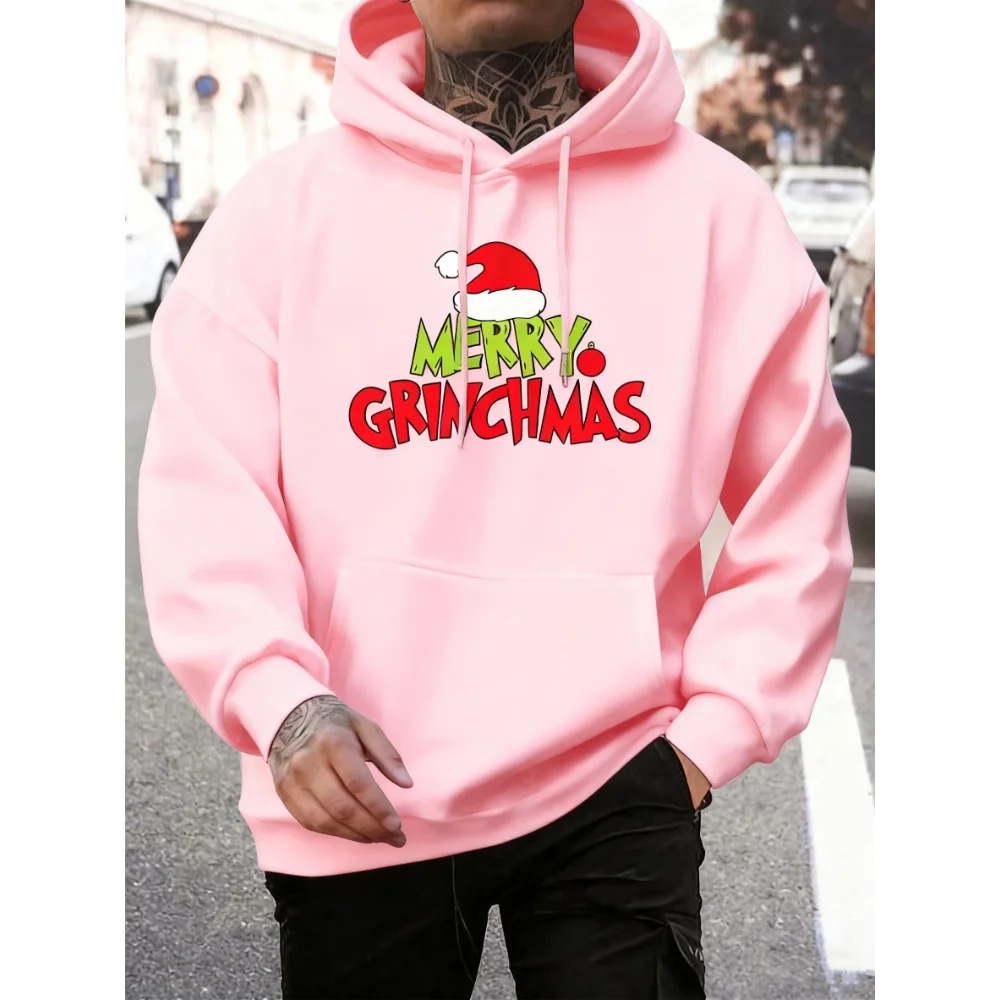 Men's Grinch Pattern Hoodie, Autumn/Winter Warm and Comfortable Sweatshirt, Casual and Stylish Men's Clothing Pullover Sweatshir
